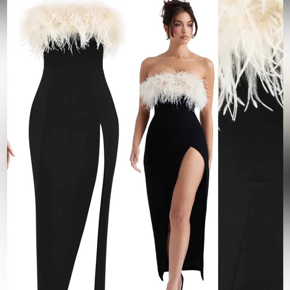 Feather Trim Stretch Crepe Cocktail Dress
HOUSE OF CB worn once